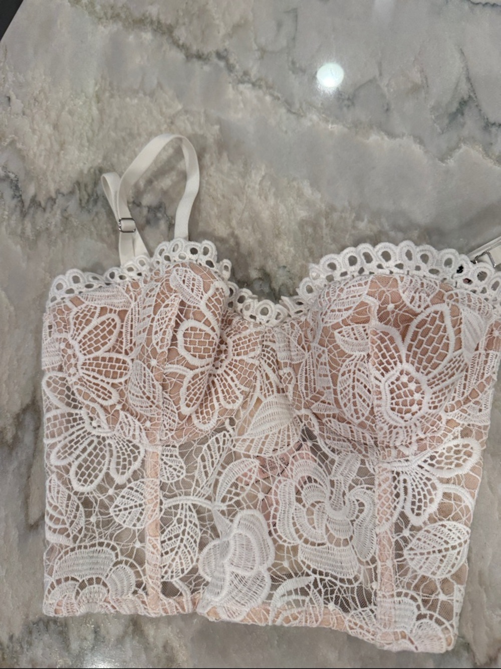 Victoria's Secret White Lace Longline Bustier